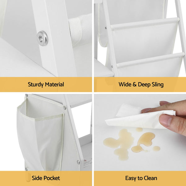 <P>The Keezi 3 Tier Kids Bookshelf Provides Smart Storage Solutions For Children's Spaces, Featuring A Combination Of Open Shelves And Sling Style Boo