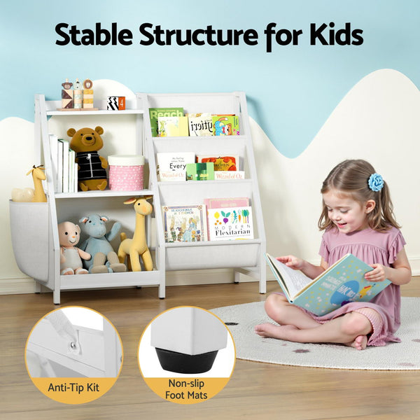 <P>The Keezi 3 Tier Kids Bookshelf Provides Smart Storage Solutions For Children's Spaces, Featuring A Combination Of Open Shelves And Sling Style Boo