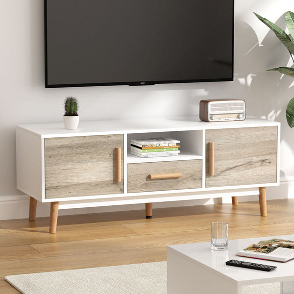 Artiss Tv Cabinet Entertainment Unit 120Cm Wood White Gino Tv Stands & Entertainment Units