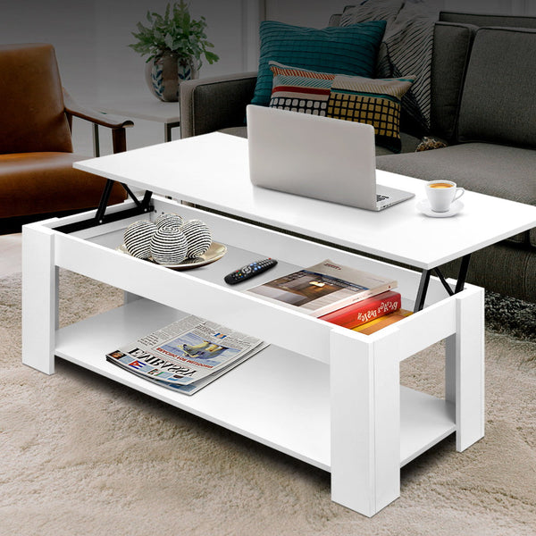 Artiss Coffee Table Lift Top White Coffee Tables