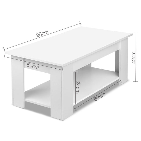 Artiss Coffee Table Lift Top White Coffee Tables