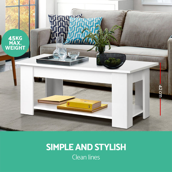 Artiss Coffee Table Lift Top White Coffee Tables