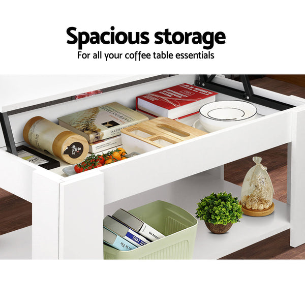 Artiss Coffee Table Lift Top White Coffee Tables