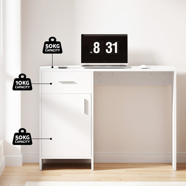 Artiss Computer Desk Office Chair Set Pu Leather Home Study Table 100Cm White Home Office Desks