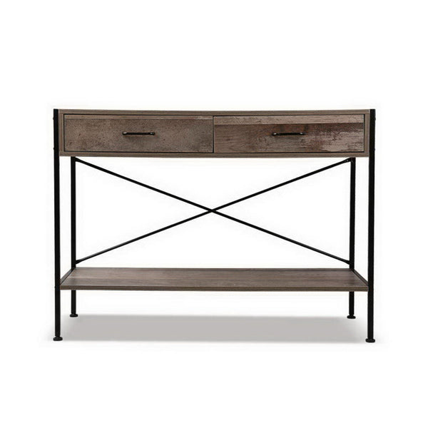 Particle Board Console Table Two Drawers Rustic Design Home Furniture Tables