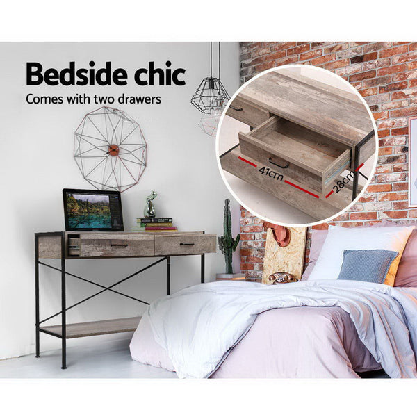 Particle Board Console Table Two Drawers Rustic Design Home Furniture Tables