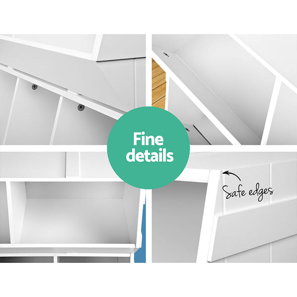 Keezi Kids Toy Box Bookshelf Storage Bookcase Organiser Display Stackable Toy Boxes