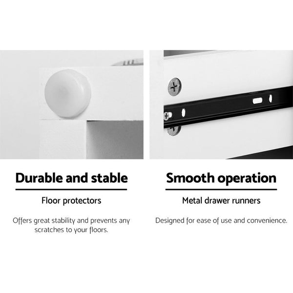 Artiss Led 2 Drawers Remi White Bedside Tables