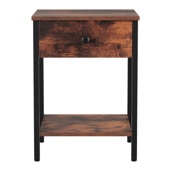 Artiss Bedside Table Nightstand 1 Drawer Shelves Walnut Bedside Tables