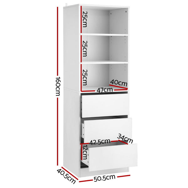 Artiss White Tallboy Chest Of Drawers Furniture Cabinet Closet Organisers