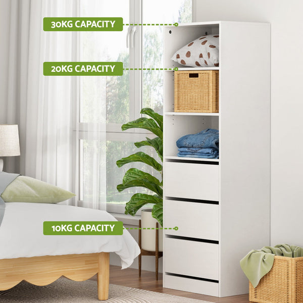 Artiss White Tallboy Chest Of Drawers Furniture Cabinet Closet Organisers