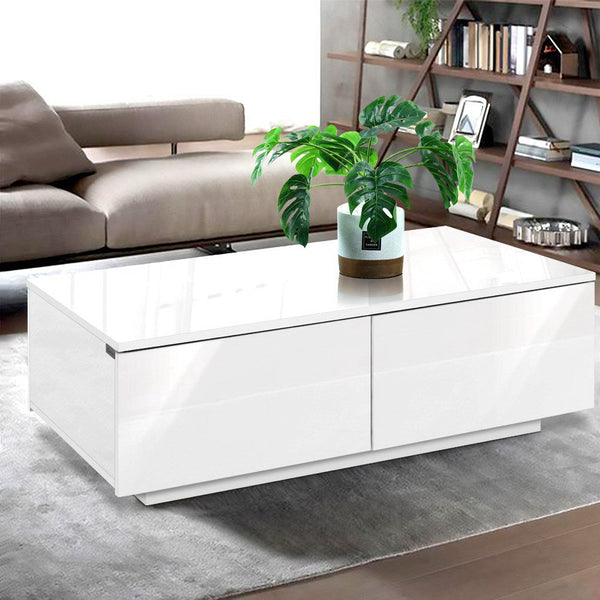 Artiss Coffee Table 4 Drawers White Trevi Coffee Tables
