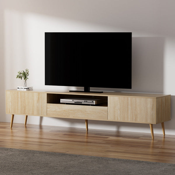 Particleboard Tv Stand With Storage Cabinets And Drawer Entertainment Unit Tv Stands & Entertainment Units