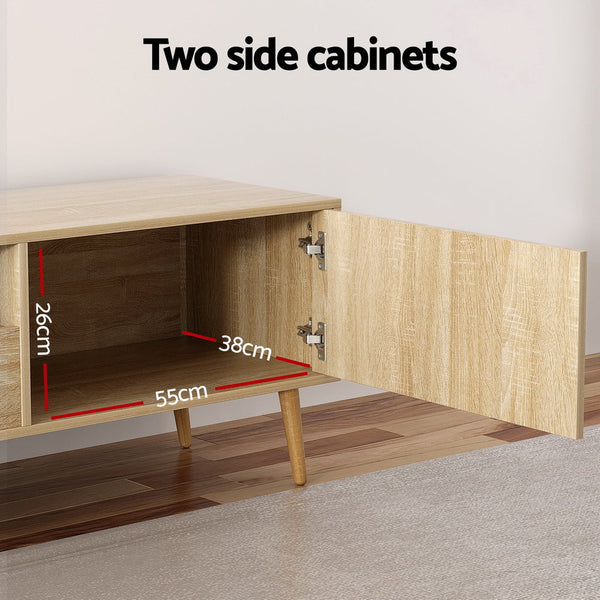 Particleboard Tv Stand With Storage Cabinets And Drawer Entertainment Unit Tv Stands & Entertainment Units