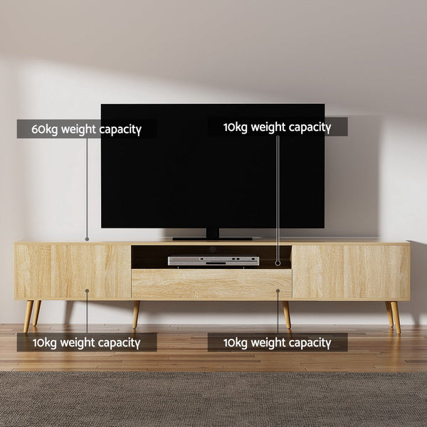 Particleboard Tv Stand With Storage Cabinets And Drawer Entertainment Unit Tv Stands & Entertainment Units