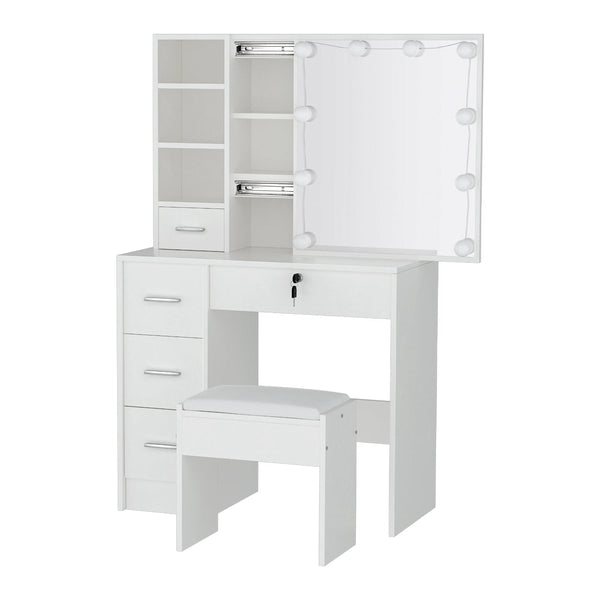 Artiss Dressing Table Set Stool 10 Led Bulbs White Dylan Dressing Tables
