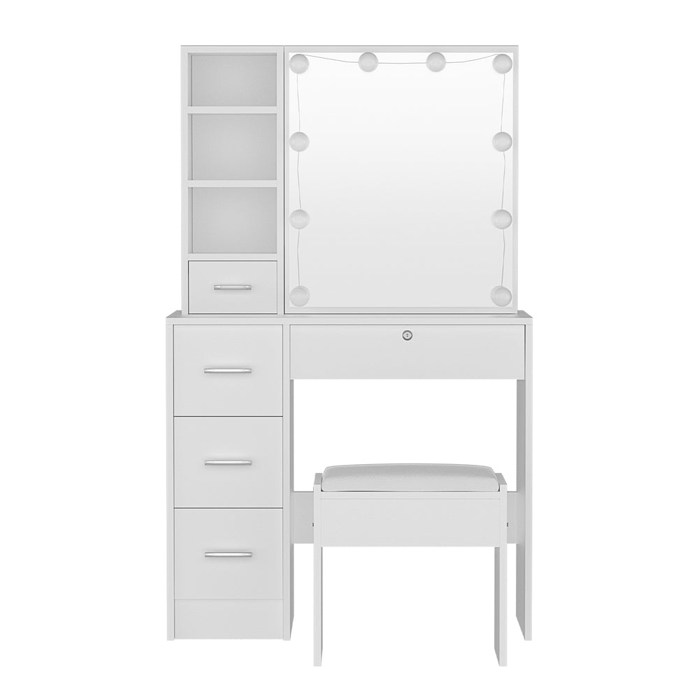 Artiss Dressing Table Set Stool 10 Led Bulbs White Dylan Dressing Tables
