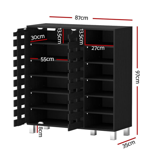 Artiss Shoe Rack Cabinet 6 Tier Storage Shelf Black Shoe Racks