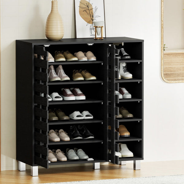 Artiss Shoe Rack Cabinet 6 Tier Storage Shelf Black Shoe Racks