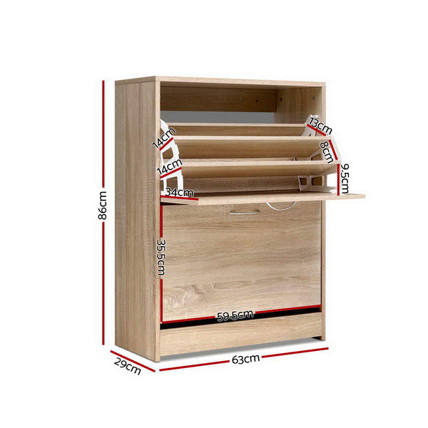 Artiss Shoe Rack Cabinet 24 Pairs 3 Tier Wood Nina Shoe Racks
