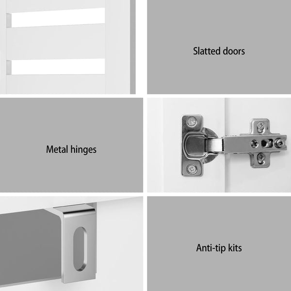 Artiss Shoe Rack Cabinet 30 Pairs Adjustable Shelf White Shoe Racks