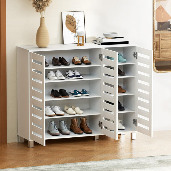 Artiss Shoe Rack Cabinet 30 Pairs Adjustable Shelf White Shoe Racks