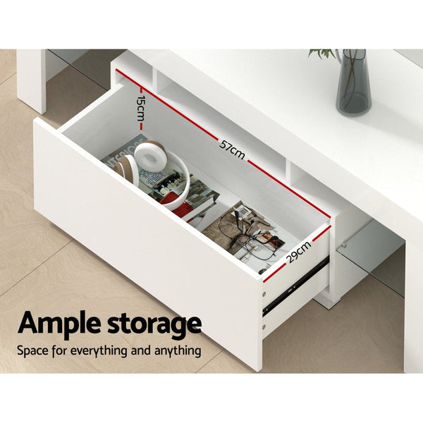 Particle Board Tv Stand With Customisable Led Lighting Entertainment Unit White Tv Stands & Entertainment Units