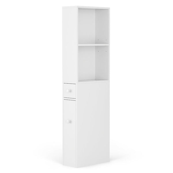 Artiss Bathroom Cabinet Storage Slim Organiser Drawer Toilet Corner 135Cm White Bathroom Cabinets