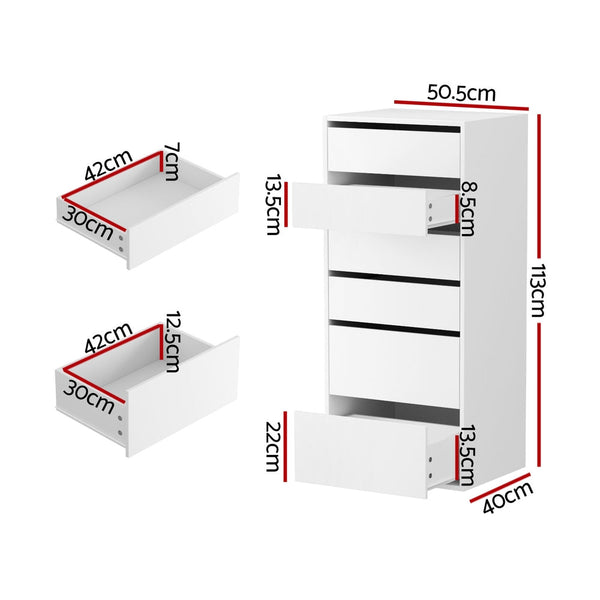 Artiss 6 Chest Of Drawers Dresser Tallboy White Dressers & Chests Of Drawers
