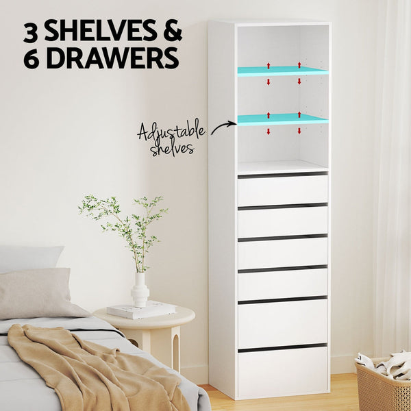Artiss 6 Chest Of Drawers Tallboy Cabinet White Dressers & Chests Of Drawers