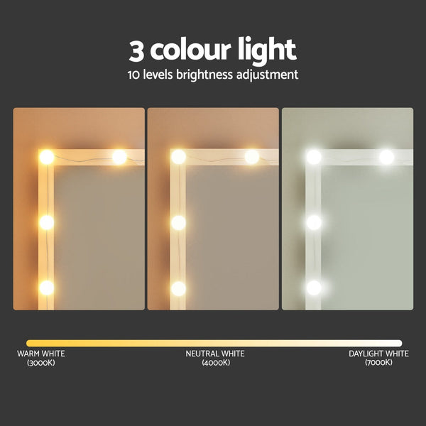 Artiss Dressing Table Vanity Desk Set Stool 12 Led Bulbs White Dressing Tables