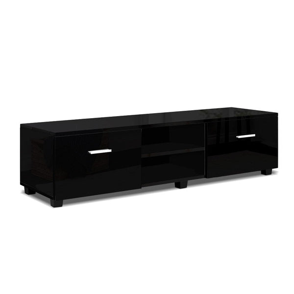 Particle Board Tv Stand With Storage Drawers And Shelves Entertainment Unit Black Tv Stands & Entertainment Units