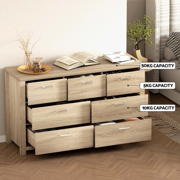 Artiss 7 Chest Of Drawers Maxi Pine Dressers & Chests Of Drawers