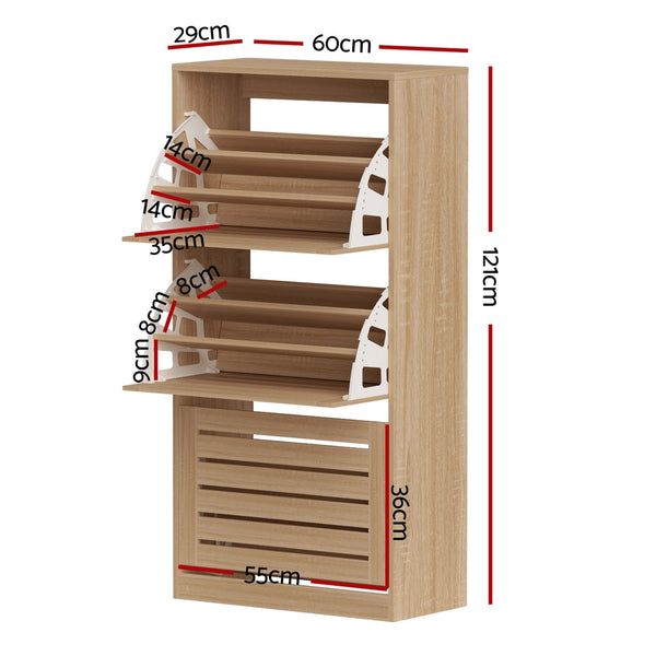 Artiss Shoe Cabinet Storage Drawer 45 Pairs Pine Shoe Cabinets