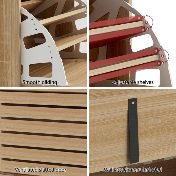 Artiss Shoe Cabinet Storage Drawer 45 Pairs Pine Shoe Cabinets