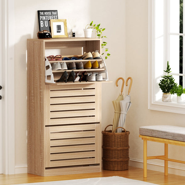 Artiss Shoe Cabinet Storage Drawer 45 Pairs Pine Shoe Cabinets