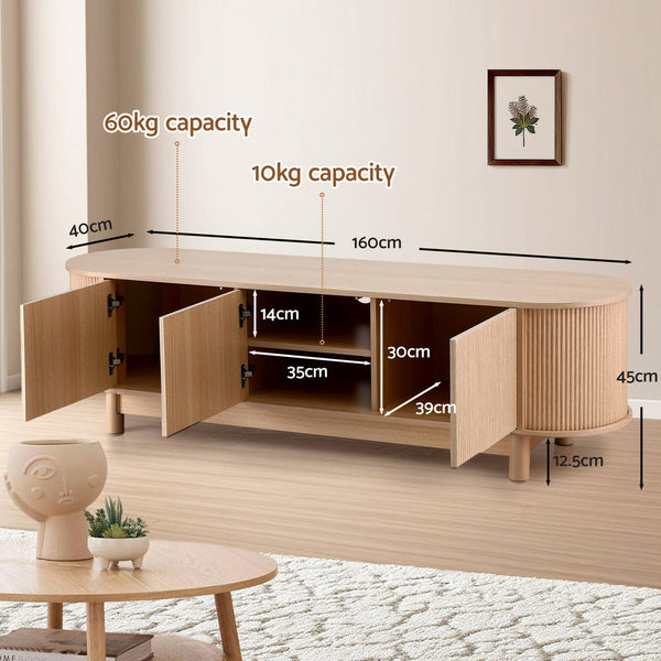 Artiss Tv Unit Entertainment Storage Cabinet 160Cm Pine Tv Stands & Entertainment Units
