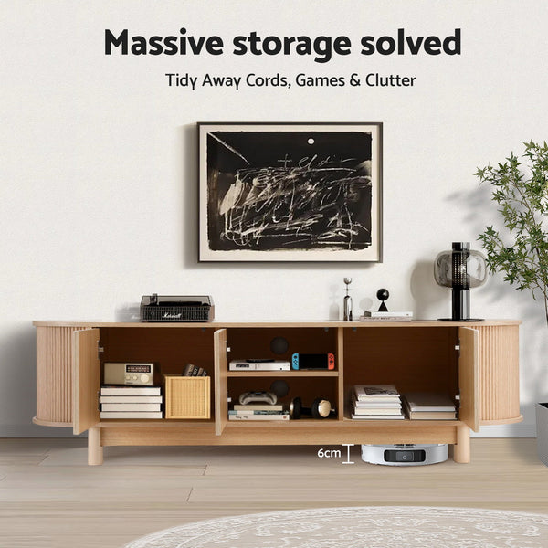 Artiss Tv Unit Entertainment Storage Cabinet 160Cm Pine Tv Stands & Entertainment Units
