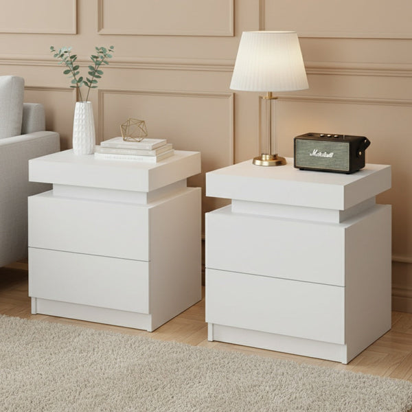 Artiss 2X Bedside Table Drawers Lift Up Storage White Bedside Tables