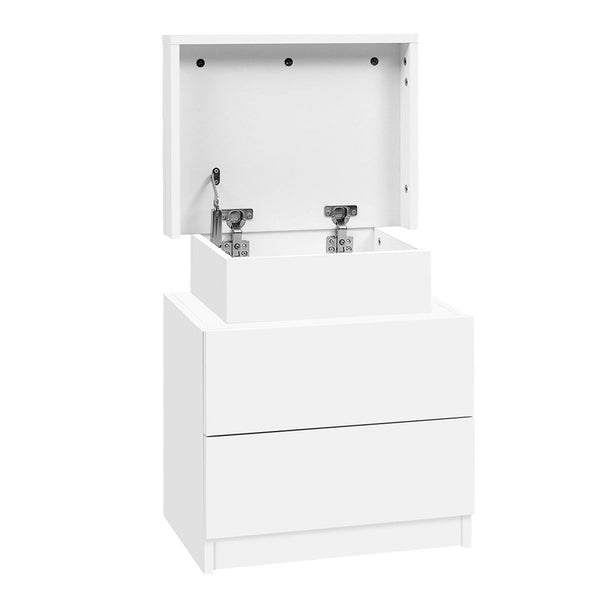Artiss 2X Bedside Table Drawers Lift Up Storage White Bedside Tables