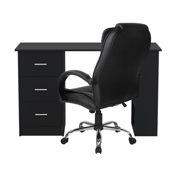 Artiss 120Cm Computer Desk And Executive Office Chair Set Black Pu Leather Home Office Desks