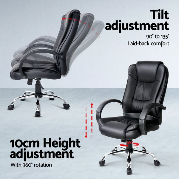 Artiss 120Cm Computer Desk And Executive Office Chair Set Black Pu Leather Home Office Desks