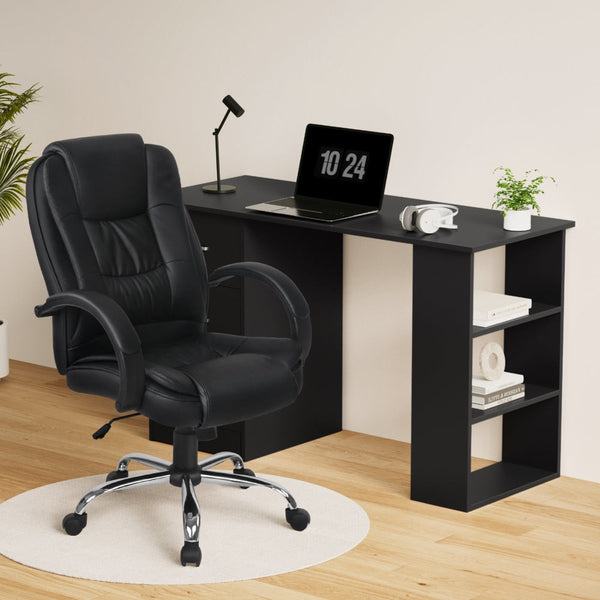Artiss 120Cm Computer Desk And Executive Office Chair Set Black Pu Leather Home Office Desks