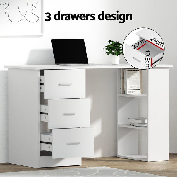 Artiss 120Cm Computer Desk And Executive Office Chair Set White Pu Leather Home Office Desks