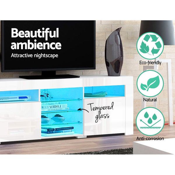 Particle Board And Mdf Tv Stand Led Customisable Lighting Entertainment Unit White Tv Stands & Entertainment Units