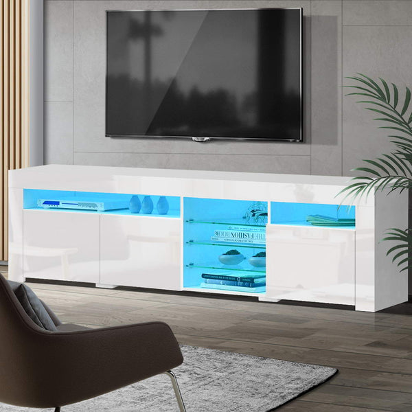 Particle Board And Mdf Tv Stand Led Customisable Lighting Entertainment Unit White Tv Stands & Entertainment Units