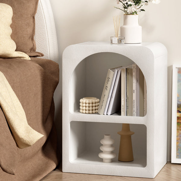 Artiss Bedside Table Shelves Side End Storage Nightstand White Arched Bedside Tables
