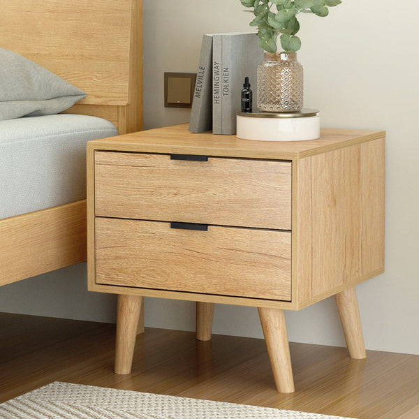 Artiss Bedside Table 2 Drawers Pine Bedside Tables