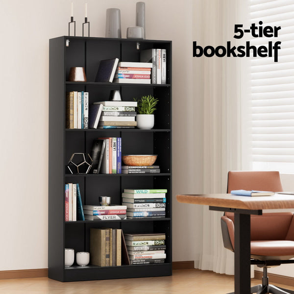 Artiss Bookshelf 5 Tiers Anton Black Bookshelves