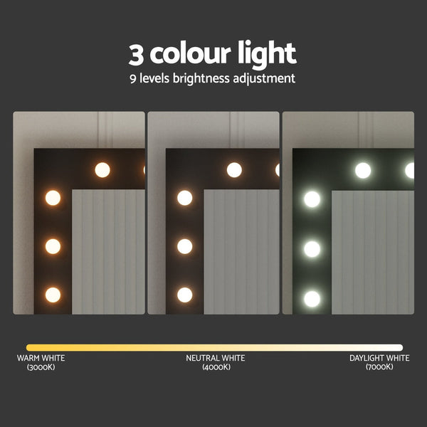 Artiss Dressing Table Set Stool 12 Led Bulbs Black Dressing Tables